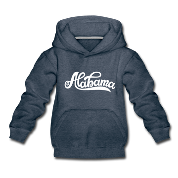 Alabama Youth Hoodie - Hand Lettered Youth Alabama Hooded Sweatshirt - heather denim