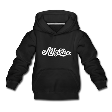 Arizona Youth Hoodie - Hand Lettered Youth Arizona Hooded Sweatshirt - black