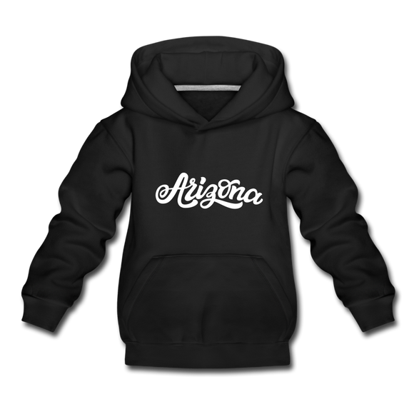 Arizona Youth Hoodie - Hand Lettered Youth Arizona Hooded Sweatshirt - black