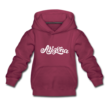 Arizona Youth Hoodie - Hand Lettered Youth Arizona Hooded Sweatshirt - burgundy