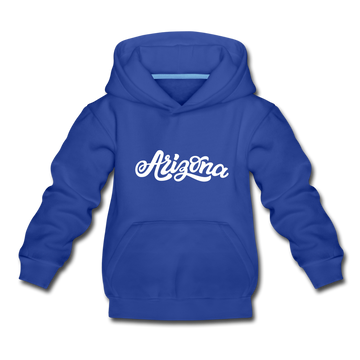 Arizona Youth Hoodie - Hand Lettered Youth Arizona Hooded Sweatshirt - royal blue