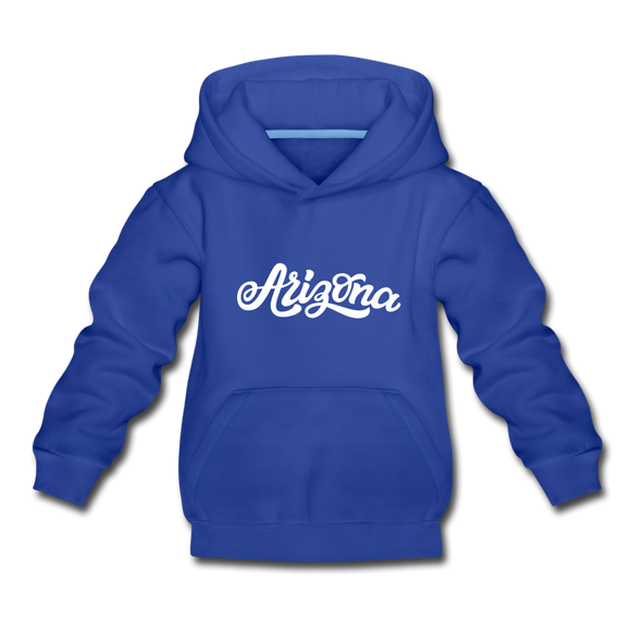 Arizona Youth Hoodie - Hand Lettered Youth Arizona Hooded Sweatshirt - royal blue