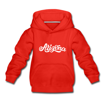 Arizona Youth Hoodie - Hand Lettered Youth Arizona Hooded Sweatshirt - red