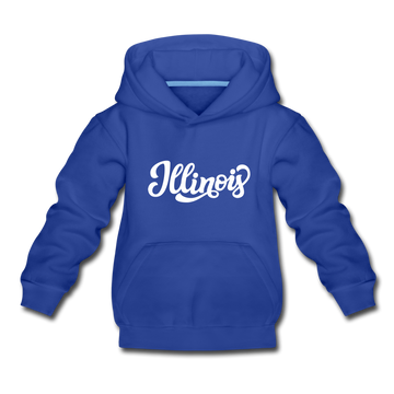 Illinois Youth Hoodie - Hand Lettered Youth Illinois Hooded Sweatshirt - royal blue