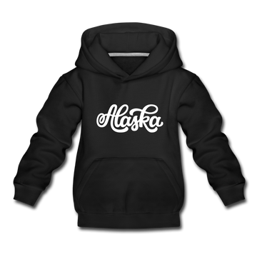 Alaska Youth Hoodie - Hand Lettered Youth Alaska Hooded Sweatshirt - black