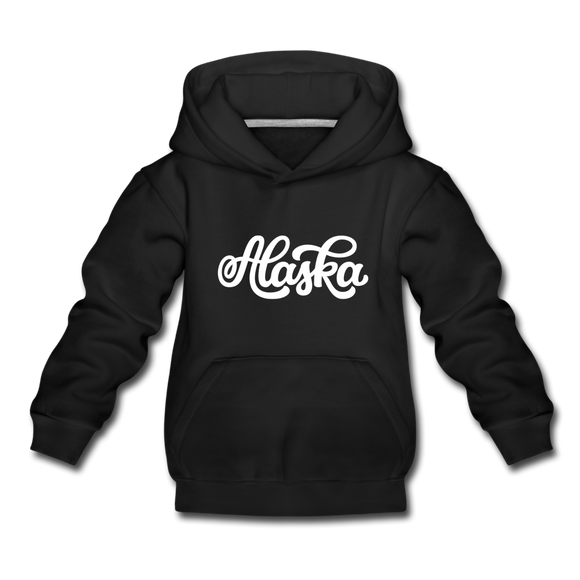 Alaska Youth Hoodie - Hand Lettered Youth Alaska Hooded Sweatshirt - black