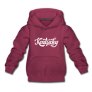 Kentucky Youth Hoodie - Hand Lettered Youth Kentucky Hooded Sweatshirt - burgundy