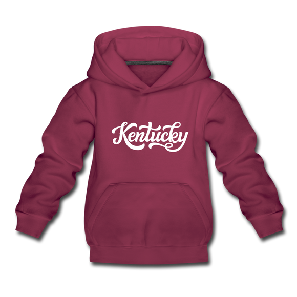 Kentucky Youth Hoodie - Hand Lettered Youth Kentucky Hooded Sweatshirt - burgundy