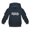 Kentucky Youth Hoodie - Hand Lettered Youth Kentucky Hooded Sweatshirt - navy