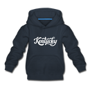 Kentucky Youth Hoodie - Hand Lettered Youth Kentucky Hooded Sweatshirt - navy