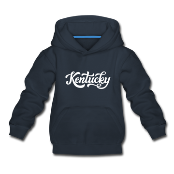 Kentucky Youth Hoodie - Hand Lettered Youth Kentucky Hooded Sweatshirt - navy