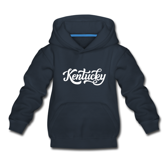 Kentucky Youth Hoodie - Hand Lettered Youth Kentucky Hooded Sweatshirt - navy