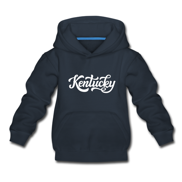 Kentucky Youth Hoodie - Hand Lettered Youth Kentucky Hooded Sweatshirt - navy