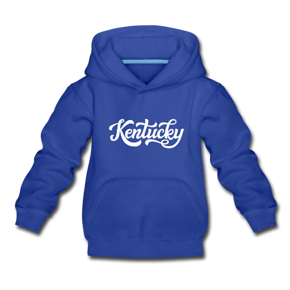 Kentucky Youth Hoodie - Hand Lettered Youth Kentucky Hooded Sweatshirt - royal blue