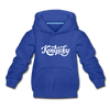 Kentucky Youth Hoodie - Hand Lettered Youth Kentucky Hooded Sweatshirt - royal blue