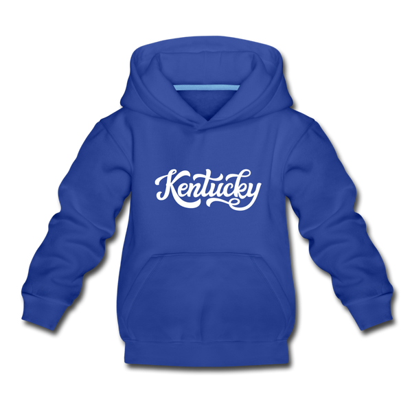 Kentucky Youth Hoodie - Hand Lettered Youth Kentucky Hooded Sweatshirt - royal blue