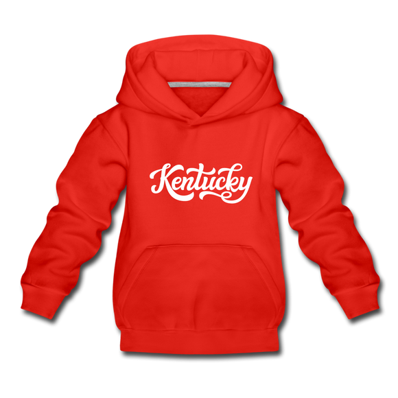 Kentucky Youth Hoodie - Hand Lettered Youth Kentucky Hooded Sweatshirt - red
