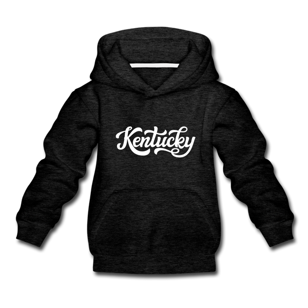Kentucky Youth Hoodie - Hand Lettered Youth Kentucky Hooded Sweatshirt - charcoal gray