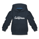 California Youth Hoodie - Hand Lettered Youth California Hooded Sweatshirt - navy