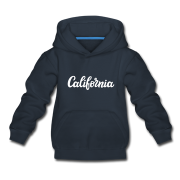 California Youth Hoodie - Hand Lettered Youth California Hooded Sweatshirt - navy