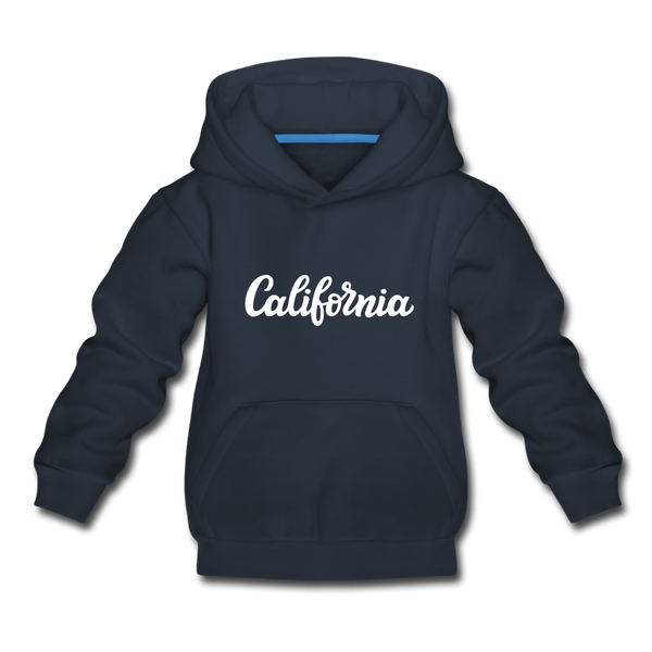 California Youth Hoodie - Hand Lettered Youth California Hooded Sweatshirt - navy