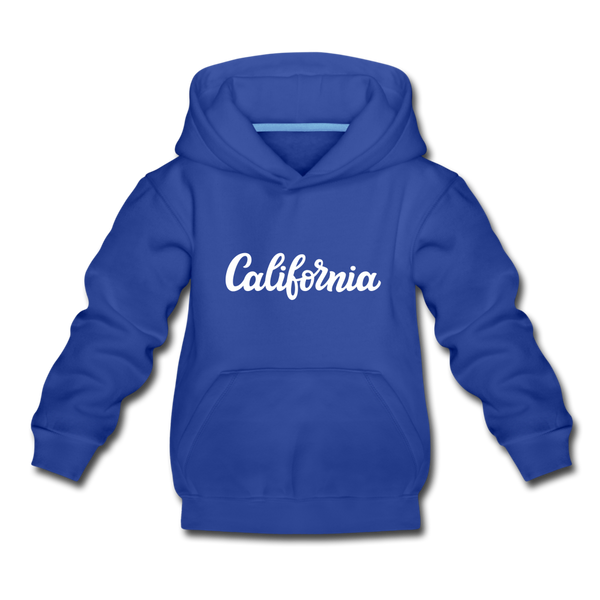 California Youth Hoodie - Hand Lettered Youth California Hooded Sweatshirt - royal blue