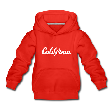 California Youth Hoodie - Hand Lettered Youth California Hooded Sweatshirt - red