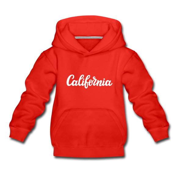 California Youth Hoodie - Hand Lettered Youth California Hooded Sweatshirt - red