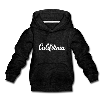 California Youth Hoodie - Hand Lettered Youth California Hooded Sweatshirt - charcoal gray