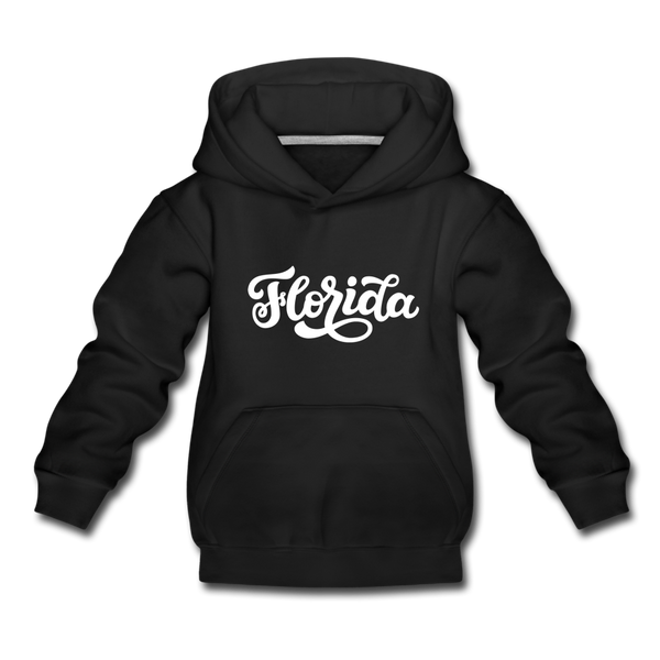 Florida Youth Hoodie - Hand Lettered Youth Florida Hooded Sweatshirt - black