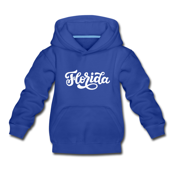 Florida Youth Hoodie - Hand Lettered Youth Florida Hooded Sweatshirt - royal blue
