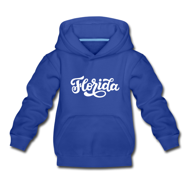 Florida Youth Hoodie - Hand Lettered Youth Florida Hooded Sweatshirt - royal blue