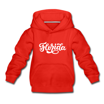 Florida Youth Hoodie - Hand Lettered Youth Florida Hooded Sweatshirt - red