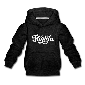 Florida Youth Hoodie - Hand Lettered Youth Florida Hooded Sweatshirt - charcoal gray