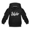 Idaho Youth Hoodie - Hand Lettered Youth Idaho Hooded Sweatshirt - black