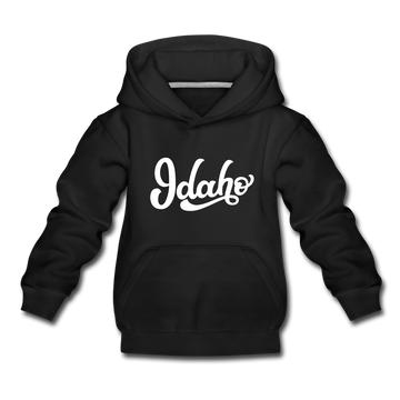 Idaho Youth Hoodie - Hand Lettered Youth Idaho Hooded Sweatshirt - black