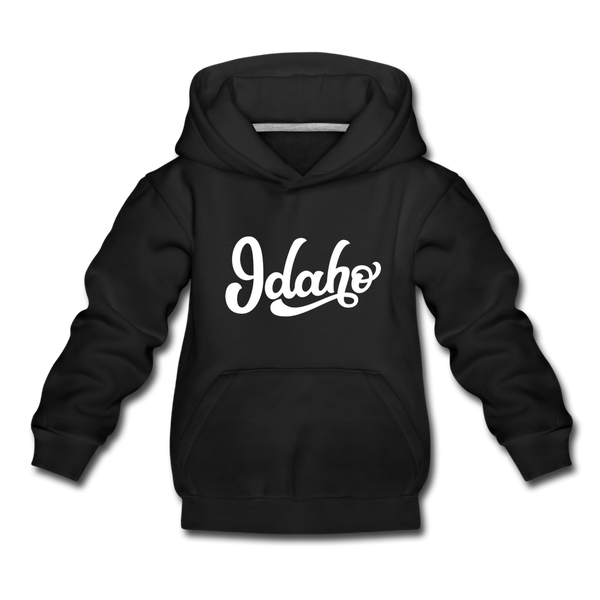 Idaho Youth Hoodie - Hand Lettered Youth Idaho Hooded Sweatshirt - black