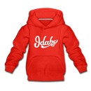 Idaho Youth Hoodie - Hand Lettered Youth Idaho Hooded Sweatshirt - red