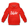 Idaho Youth Hoodie - Hand Lettered Youth Idaho Hooded Sweatshirt - red