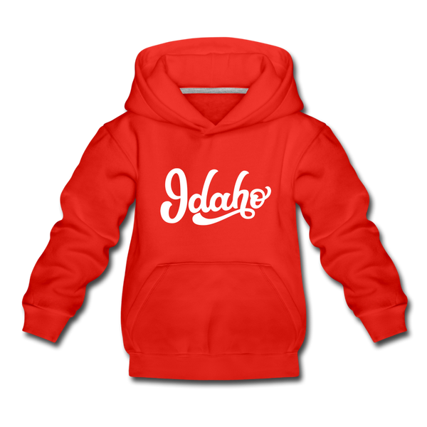 Idaho Youth Hoodie - Hand Lettered Youth Idaho Hooded Sweatshirt - red