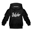 Idaho Youth Hoodie - Hand Lettered Youth Idaho Hooded Sweatshirt - charcoal gray