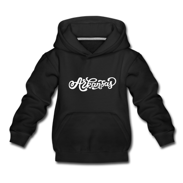 Arkansas Youth Hoodie - Hand Lettered Youth Arkansas Hooded Sweatshirt - black