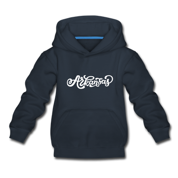 Arkansas Youth Hoodie - Hand Lettered Youth Arkansas Hooded Sweatshirt - navy