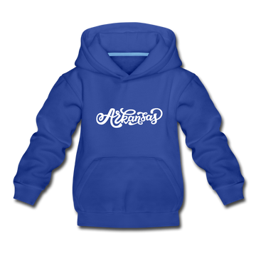 Arkansas Youth Hoodie - Hand Lettered Youth Arkansas Hooded Sweatshirt - royal blue