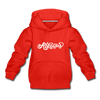 Arkansas Youth Hoodie - Hand Lettered Youth Arkansas Hooded Sweatshirt - red