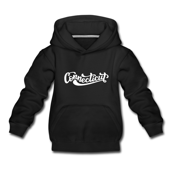 Connecticut Youth Hoodie - Hand Lettered Youth Connecticut Hooded Sweatshirt - black