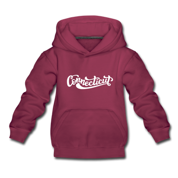 Connecticut Youth Hoodie - Hand Lettered Youth Connecticut Hooded Sweatshirt - burgundy