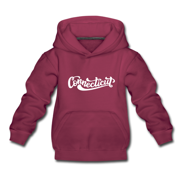 Connecticut Youth Hoodie - Hand Lettered Youth Connecticut Hooded Sweatshirt - burgundy