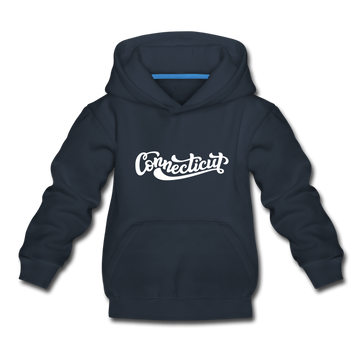 Connecticut Youth Hoodie - Hand Lettered Youth Connecticut Hooded Sweatshirt - navy