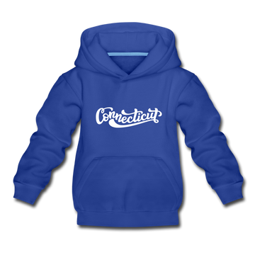 Connecticut Youth Hoodie - Hand Lettered Youth Connecticut Hooded Sweatshirt - royal blue